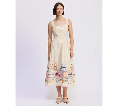 En Saison Women's Square Neck Athena Midi Dress