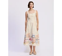 En Saison Women's Square Neck Athena Midi Dress