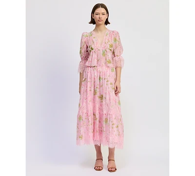 En Saison Women's 3/4-Sleeve V-Neck Top