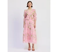 En Saison Women's 3/4-Sleeve V-Neck Top