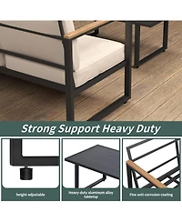 gaomon 4Pcs Metal Outdoor Patio Furniture Set All Weather Outdoor Conversation Set with Thick Cushions and Coffee Table Ideal for Backyard