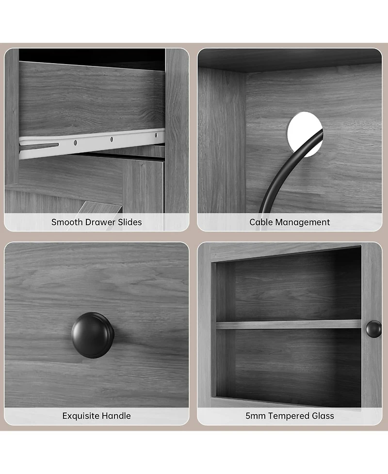 gaomon Kitchen Pantry Cabinet with Microwave Stand and Coffee Bar 4 Doors