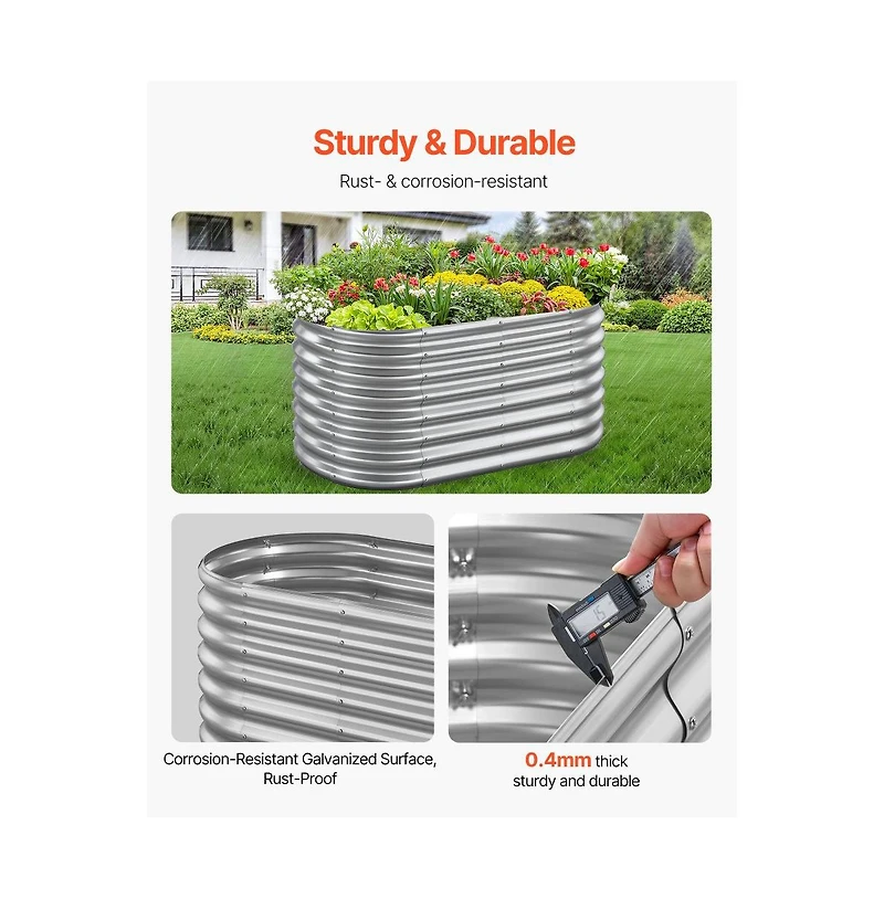 Slickblue 4x2x2 ft Oval Metal Raised Garden Bed Galvanized Steel
