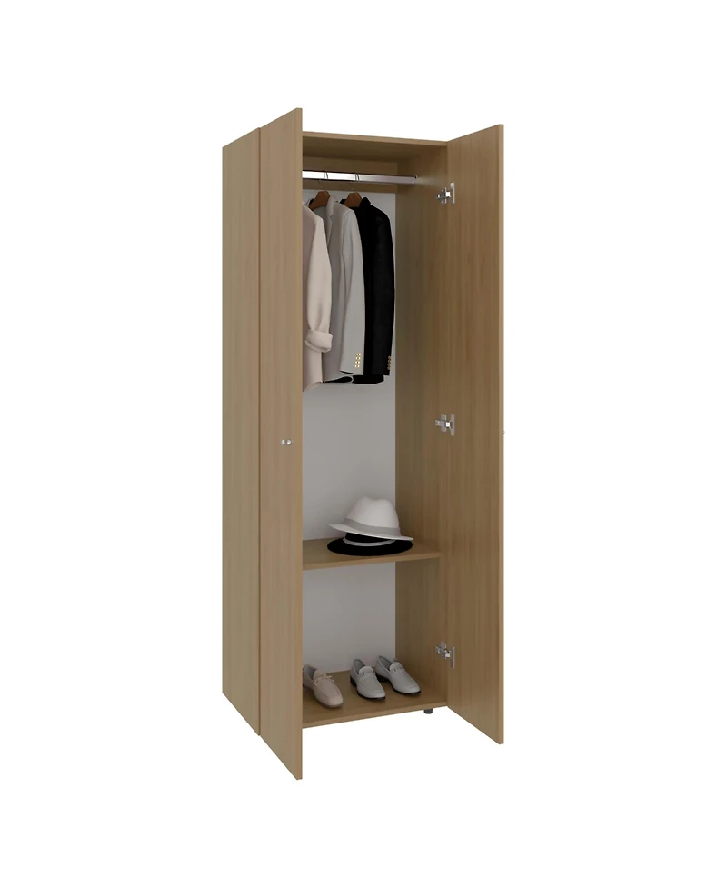 flynama Home 2 Doors Closet System Armoire with Hanging Rod and Storage Shelf Modern Organizer for Bedroom Organization Storage