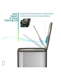 Home Zone Living 13 Gallon Slim Stainless Steel Kitchen Trash Can with Clean Aura Odor Control and Soft Close Lid