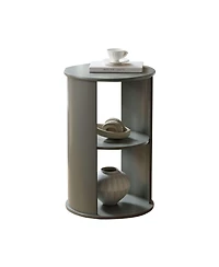 Kings Brand Furniture Round Side Table with Storage, 3-Tier Small Accent End for Living Room, Bedroom, Bedside, Office, Space-Saving Nightstand