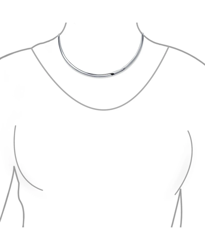 Bling Jewelry Simple Charm Slider Contoured Choker Collar Statement Necklace .925 Sterling Silver 3MM