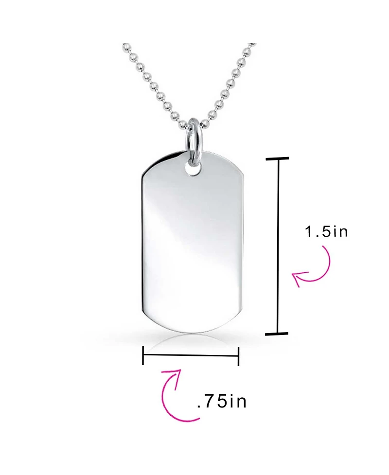 Bling Jewelry Plain Blank Army Style Dog Tag Pendant Necklace