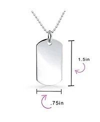 Bling Jewelry Plain Blank Army Style Dog Tag Pendant Necklace