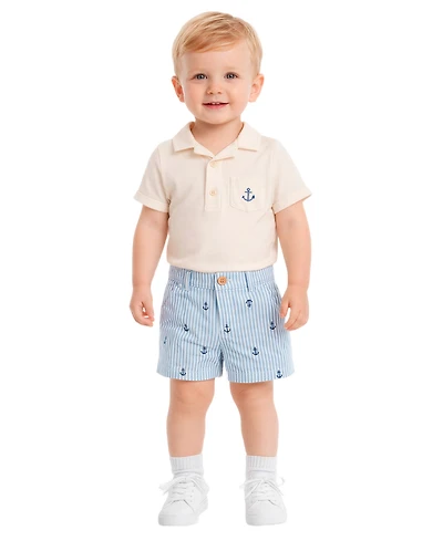 Sperry Baby Boys' Short-Sleeve Bodysuit and Pull-On Shorts, 2-Piece Set