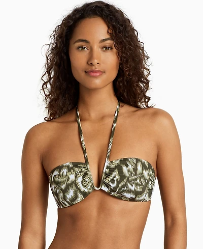 Lauren Ralph Women's Shirred Bandeau Bikini Top