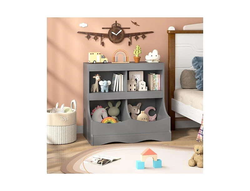 Slickblue 4-Cubby Kids Toy Storage Organizer and Bookcase