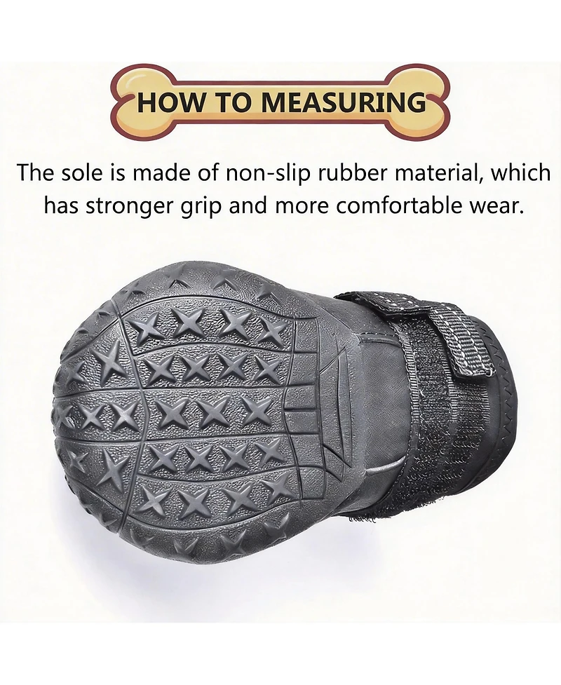 Dog Boots with Reflective Strips and Anti-slip Sole for Large Dogs