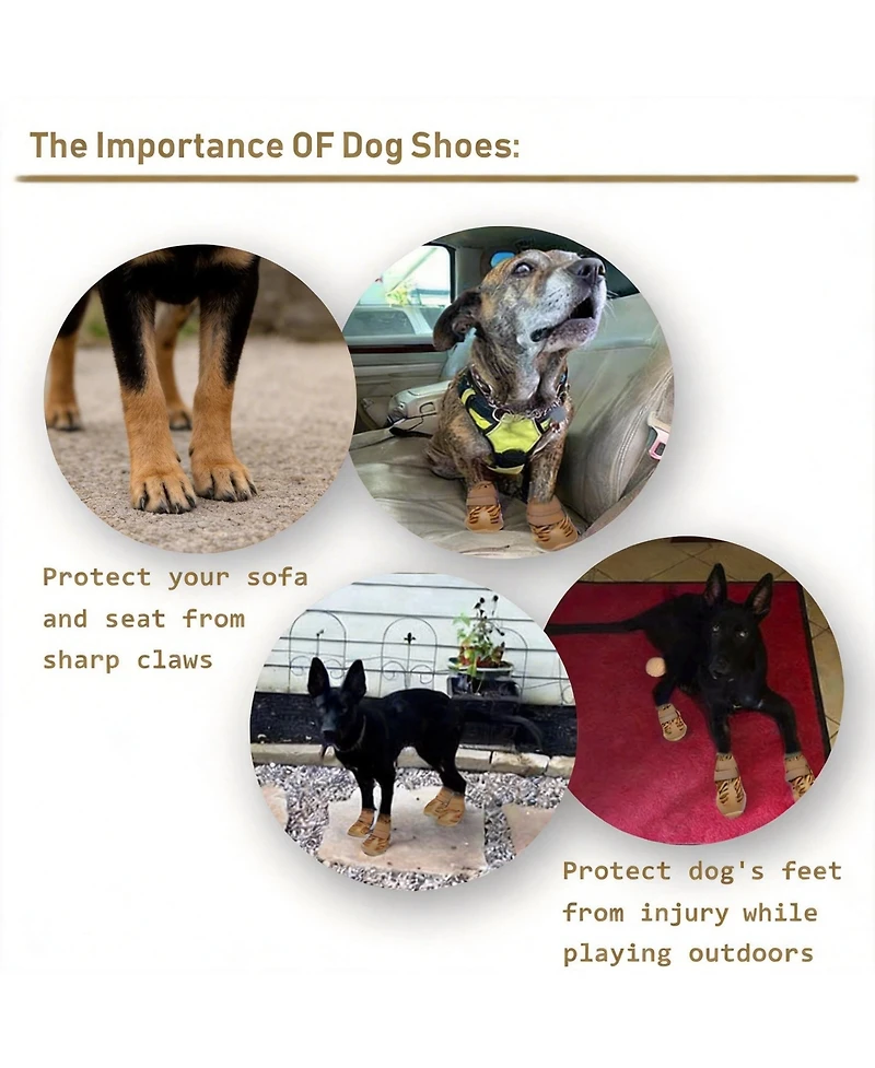 Anti-Slip Dog Boots for Large Breeds with Reflective Straps