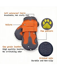 Dog Boots with Reflective Straps for Large Dogs - Anti-Slip, Durable, Comfortable