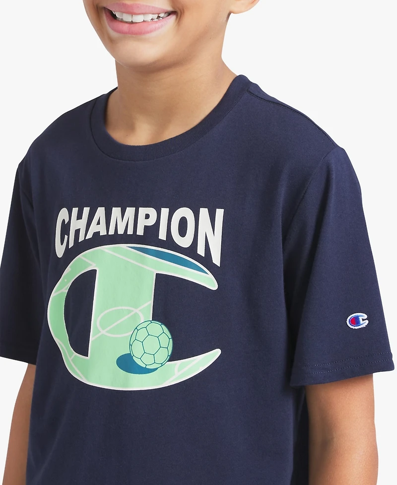 Champion Big Boys' Short-Sleeve Round Neck Graphic T-Shirt