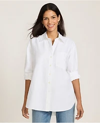 Lands' End Women's Oversized Oxford Button Front Shirt