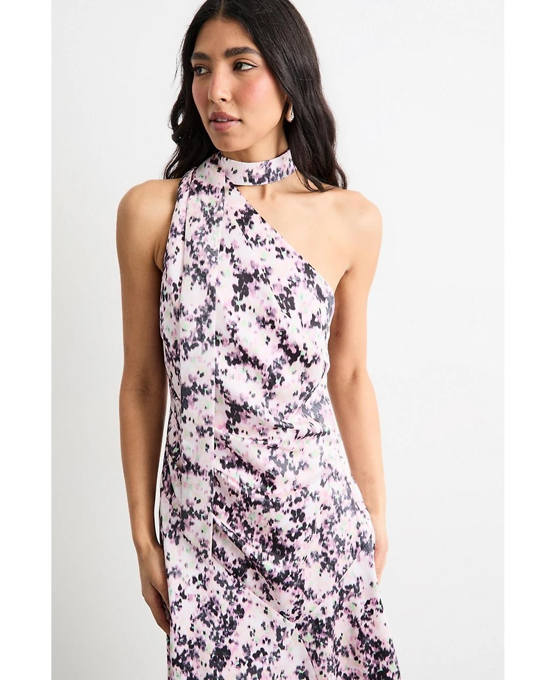 Warehouse Women's Scarf Tie Asymmetric Maxi Dress