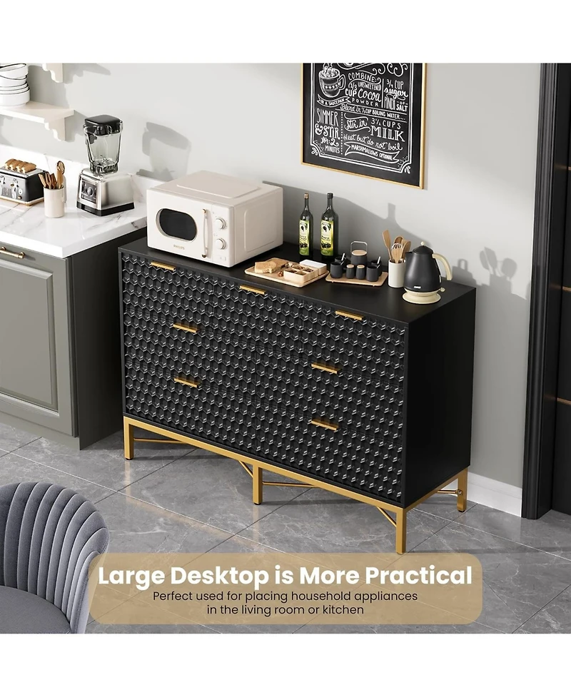 gaomon Modern 7 Drawer Dresser for Bedroom, Chest of Drawers for Closet with Deep Drawers and Wide Top, Long Wooden Dresser for Living Room