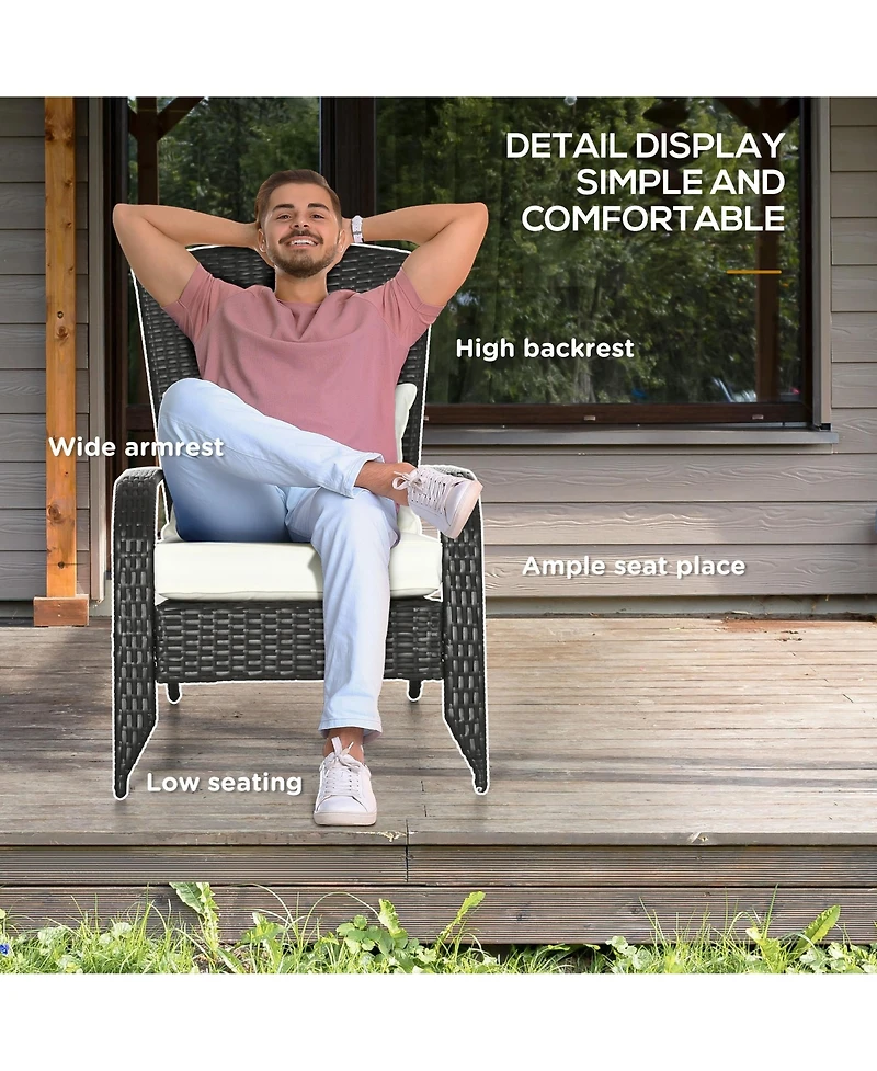 Outsunny Pe Rat Adirondack Lounge Patio Fire Pit Chair,