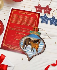 Designocracy 2 Piece Horses Scenery Wood Ornament Set