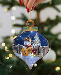Designocracy by Dona Gelsinger Guitar Player Snowman Ornament, Set of 2
