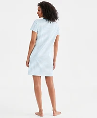 Charter Club Women's Cotton Essential Short-Sleeve Henley Sleepshirt, Macy's Exclusive