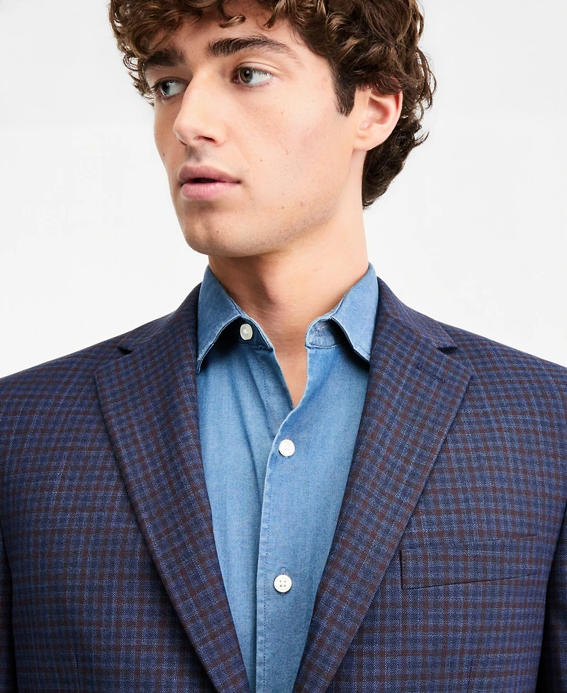 Tommy Hilfiger Men's Modern-Fit Blue Check Sport Coat