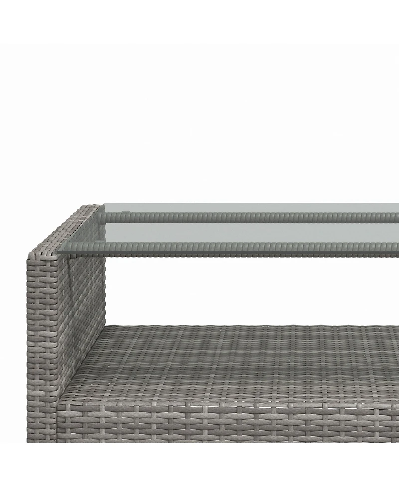 Outsunny 4 Piece Patio Furniture Set, Wicker Loveseat, Chairs & Table