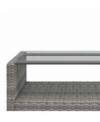 Outsunny 4 Piece Patio Furniture Set, Wicker Loveseat, Chairs & Table