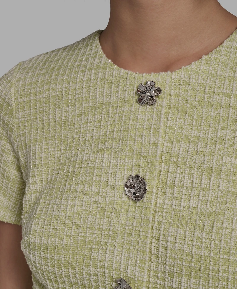 Karl Lagerfeld Paris Women's Tweed Crewneck Short-Sleeve Sheath Dress