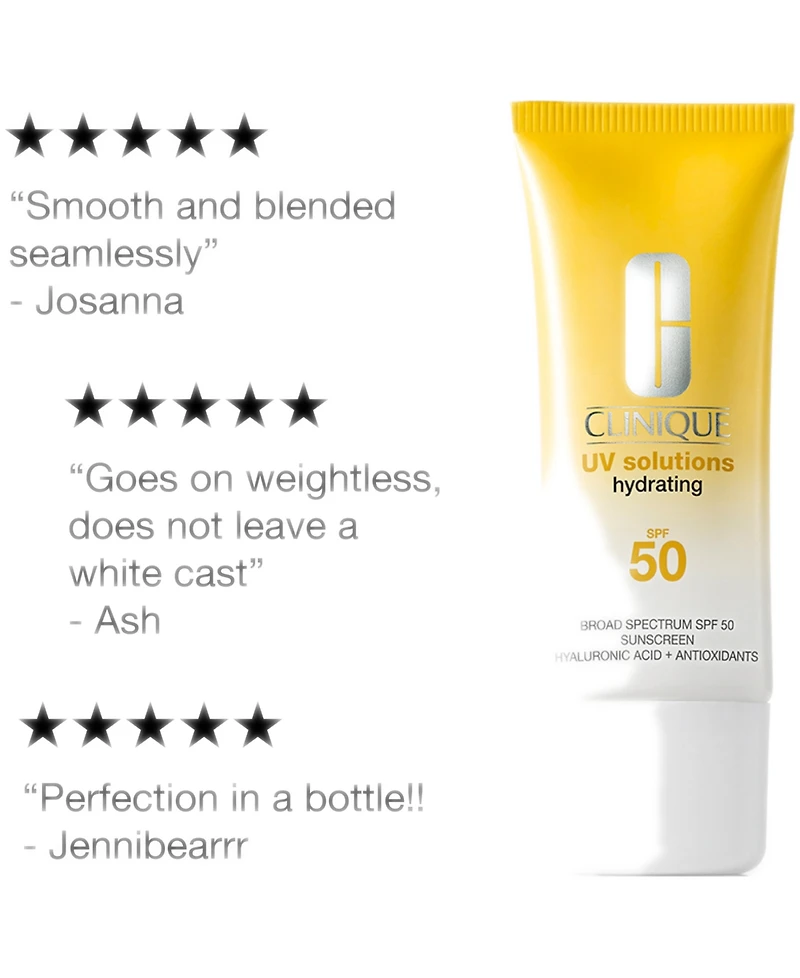 Clinique Uv Solutions Hydrating Sunscreen Spf 50 with Hyaluronic Acid, 1.3 oz.