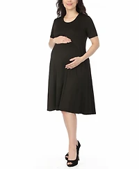 White Mark Women's Maternity Short-Sleeve A-Line Dress