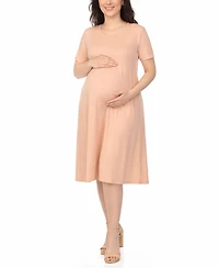 White Mark Women's Maternity Short-Sleeve A-Line Dress