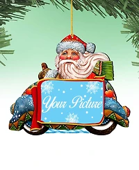 Designocracy Merry Christmas Santa Picture Frame Ornament, Set of 2