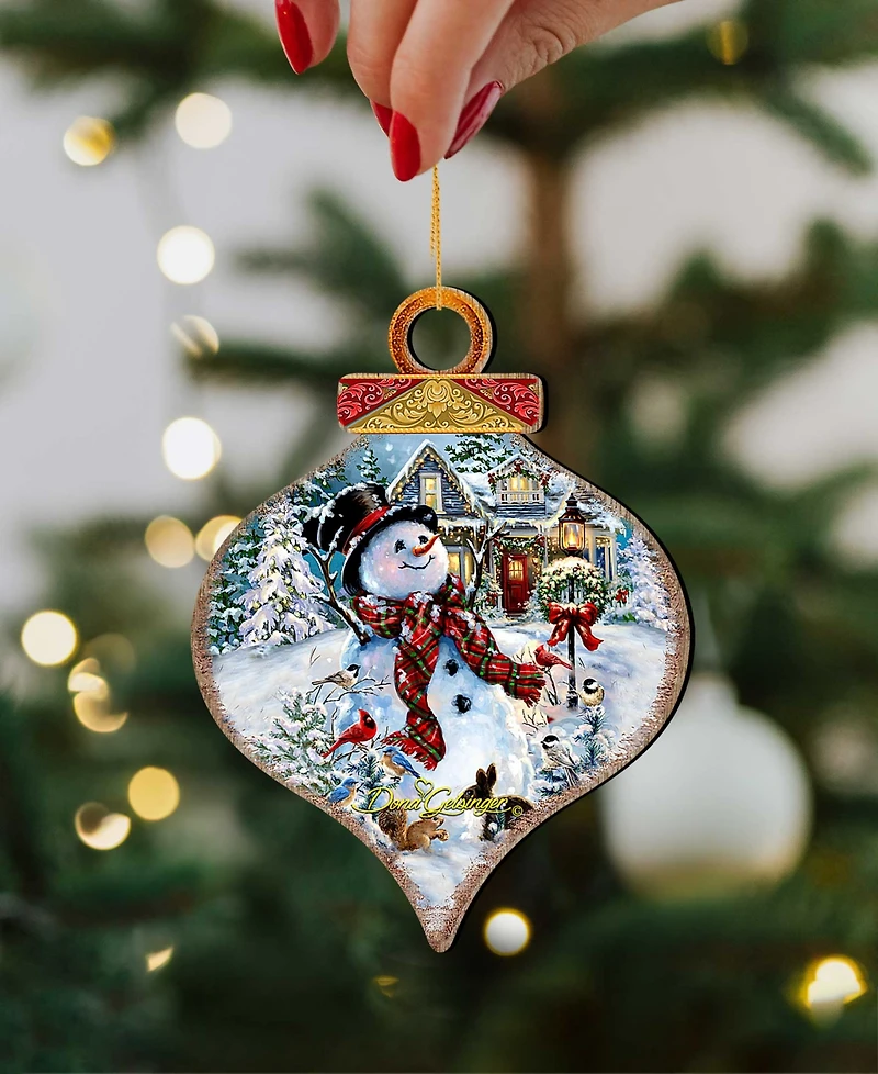 Designocracy An Old Fashioned Christmas Drop Wooden Ornaments, Set of 2