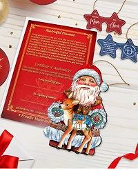 Designocracy Holiday Fawn Wooden Christmas Ornament Set of 2