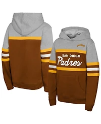 Mitchell & Ness Big Boys and Girls Brown/Grey San Diego Padres Cooperstown Head Coach Pullover Hoodie