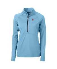 Cutter & Buck Women's Powder Blue Philadelphia Phillies Cooperstown Collection DryTec Adapt Eco Knit Stretch Raglan Half-Zip Top