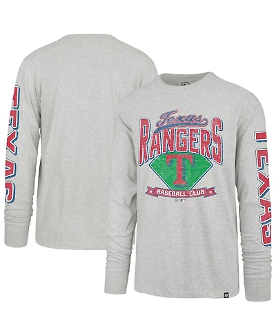 '47 Brand Men's Gray Texas Rangers Big Tall Distressed Franklin Long Sleeve T-Shirt