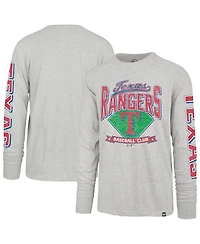 '47 Brand Men's Gray Texas Rangers Big Tall Distressed Franklin Long Sleeve T-Shirt