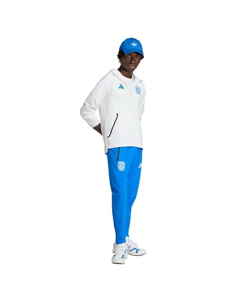 Adidas Men's White San Diego Fc Tiro Travel Full-Zip Hooded Windbreaker