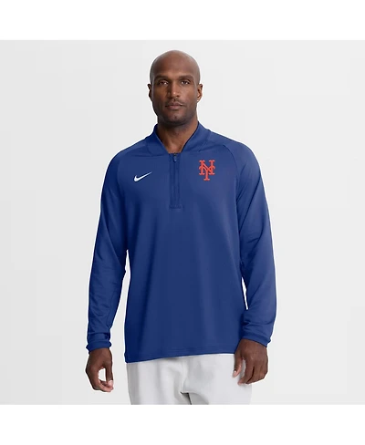 Nike Men's Royal New York Mets Authentic Collection Dri-fit Raglan Half-Zip Pullover Hoodie