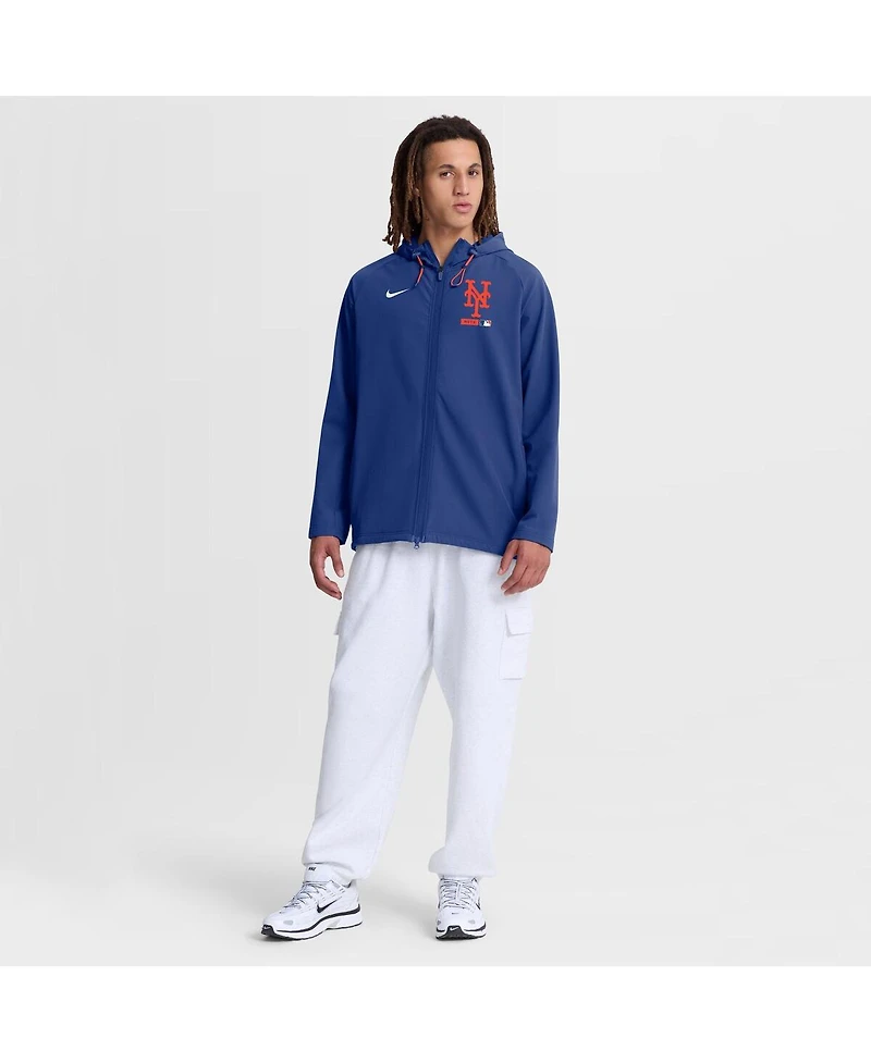 Nike Men's Royal New York Mets Authentic Collection Raglan Therma-fit Full-Zip Hooded Jacket