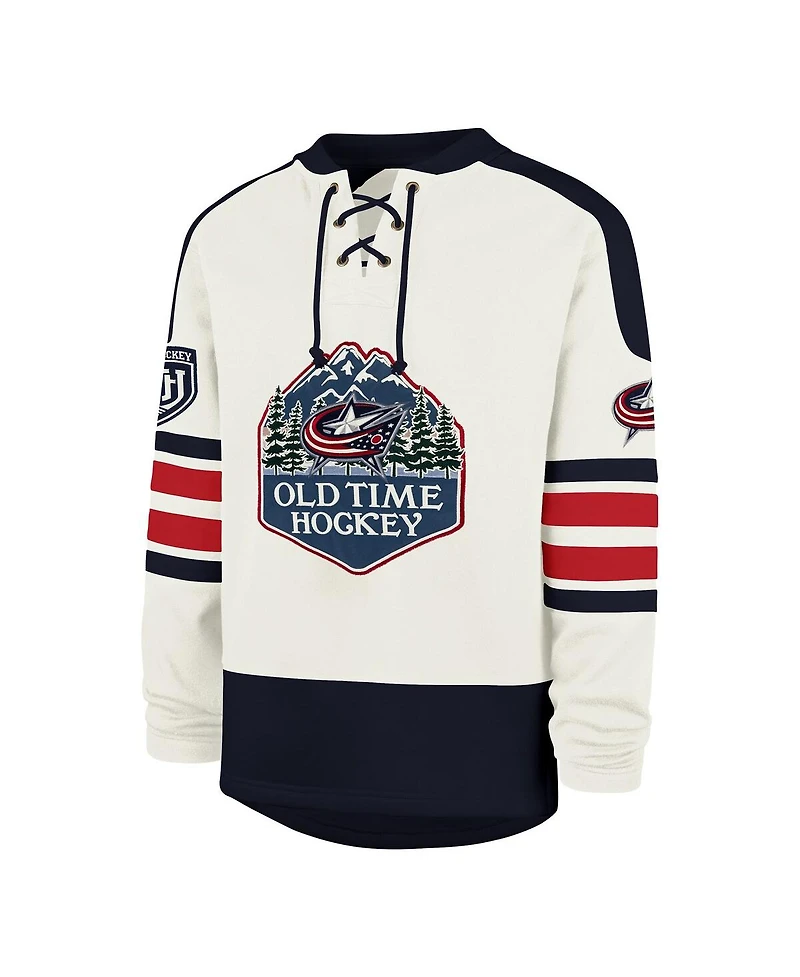 '47 Brand Men's Cream Columbus Blue Jackets Pond Hockey Trio Eternal Lacer Sweatshirt