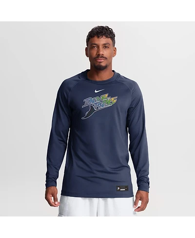 Nike Men's Navy Tampa Bay Rays Authentic Collection Game Time Raglan Long Sleeve T-Shirt