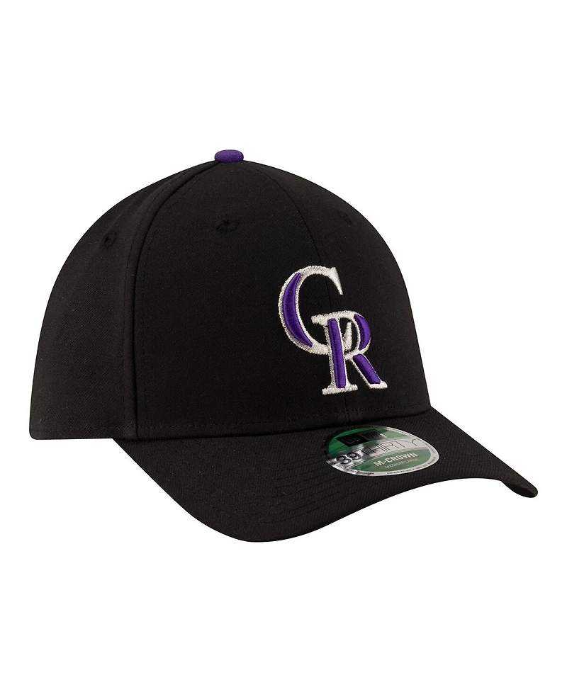 New Era Men's Black Colorado Rockies Player Replica 39THIRTY M-Crown Flex Hat