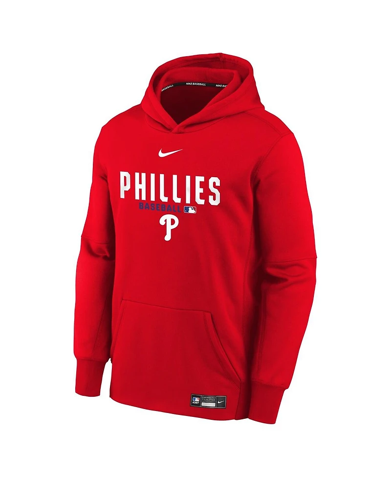 Nike Big Boys and Girls Red Philadelphia Phillies Authentic Collection Therma-fit Hoodie