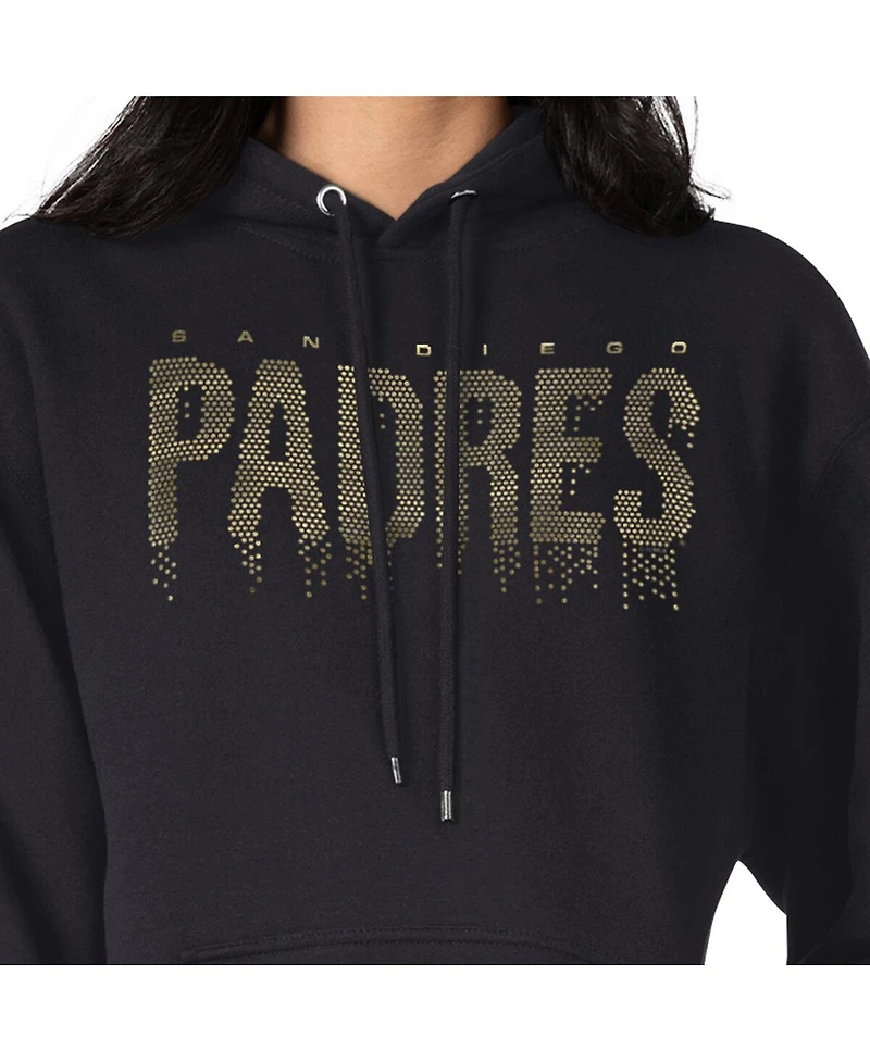 G-iii 4Her by Carl Banks Women's Black San Diego Padres Metallic Drop Fleece Hoodie