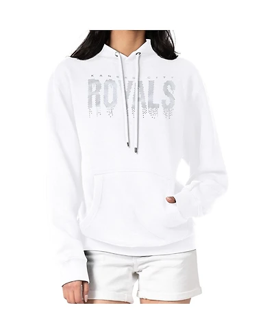 G-iii 4Her by Carl Banks Women's White Kansas City Royals Metallic Drop Fleece Hoodie